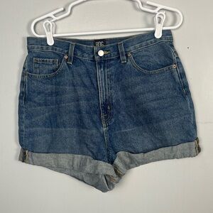 Urban Outfitters BDG Shorts Womens Sz 31 Blue Cotton Mom High Rise Cuffed Jeans